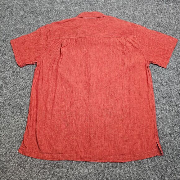 Brandini Shirt Mens Large Orange Linen Camp Short Sleeves Casual - Picture 2 of 8